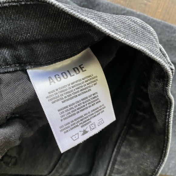 Agolde Riley High Rise Straight Crop in Black Pepper Gray Frayed Hem Size 26 - Picture 4 of 8